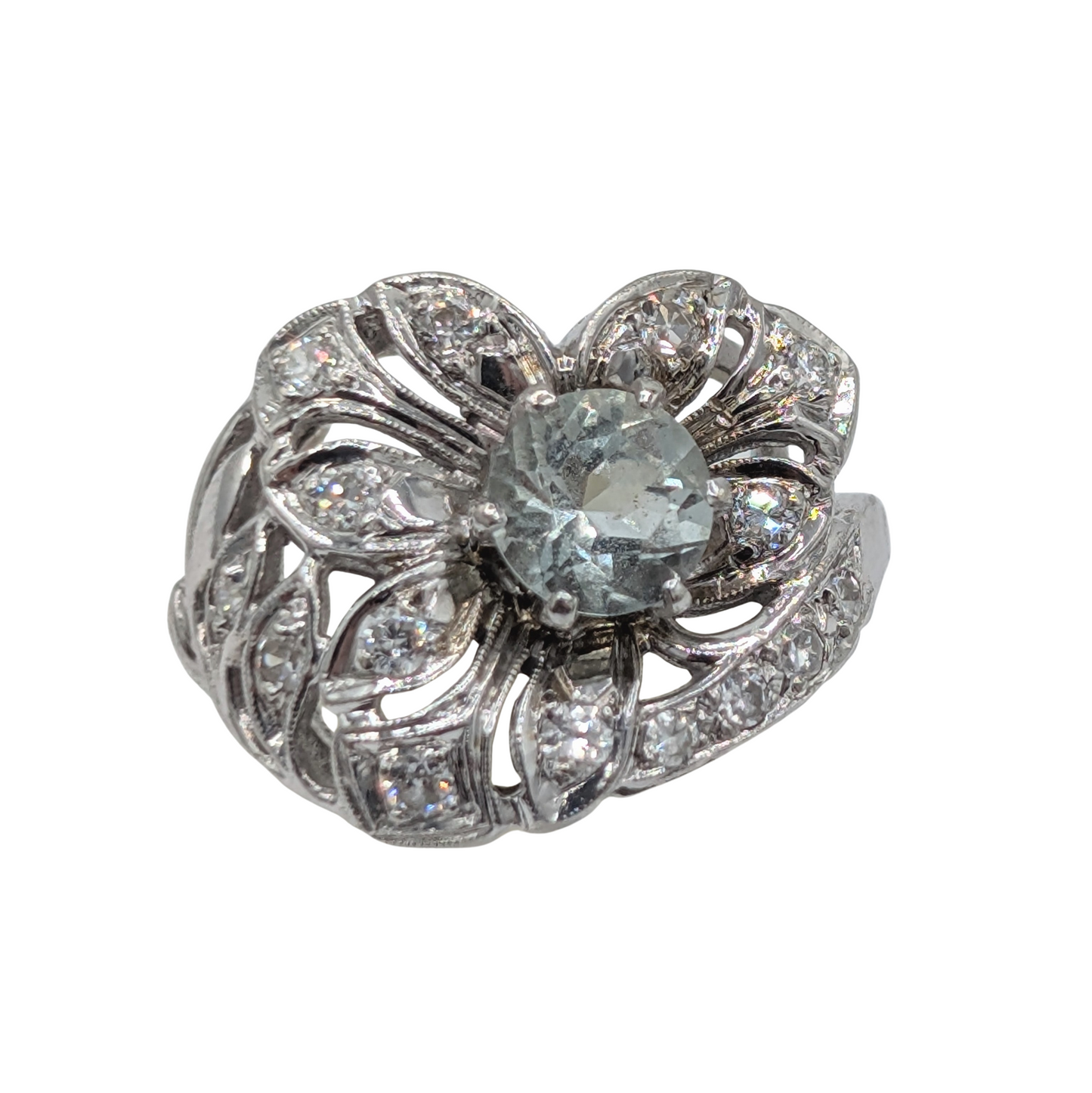 14kt Gold Diamond & Prasiolite Ring