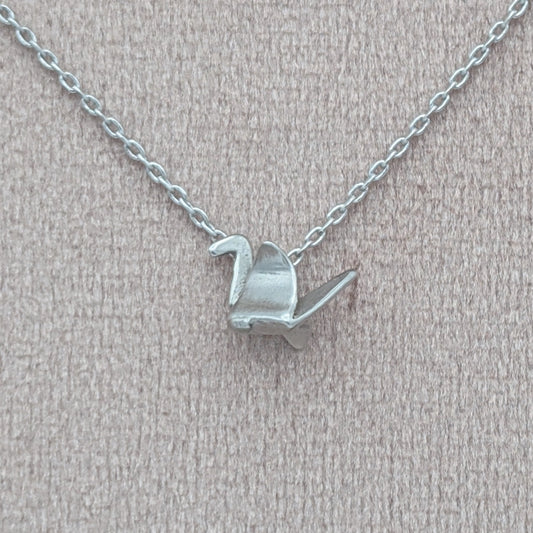 Sterling Paper Crane Necklace