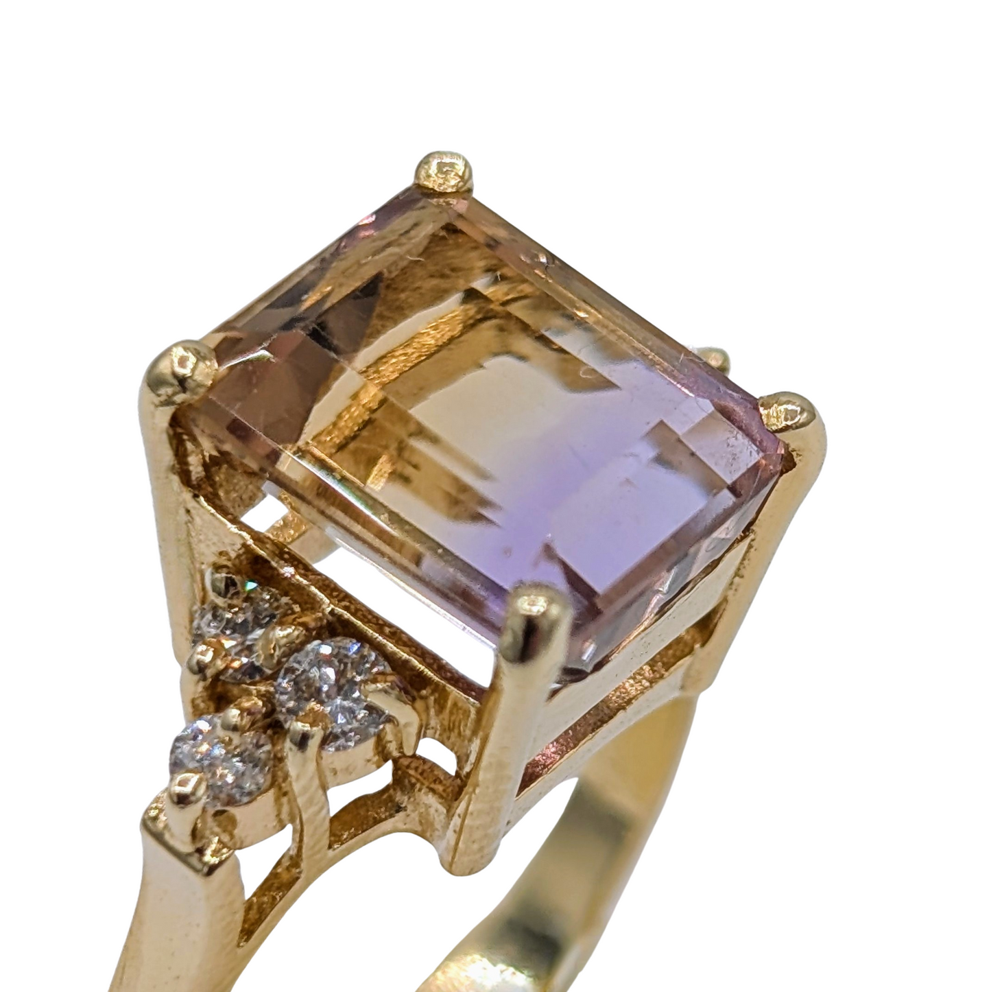 Purple & Amber Citrine Diamond Ring