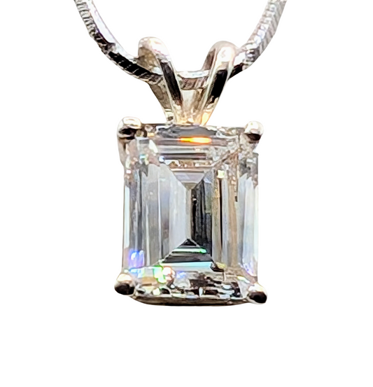 Sterling Silver Emerald Cut Necklace