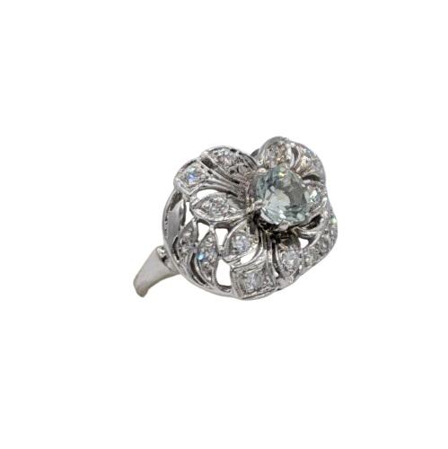 14kt Gold Diamond & Prasiolite Ring