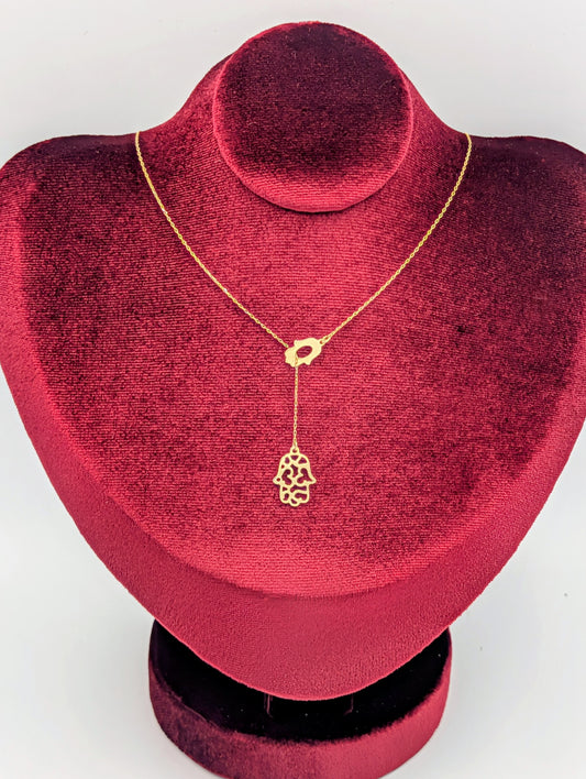 14 kt Gold Hamsa Lariat 18in Necklace