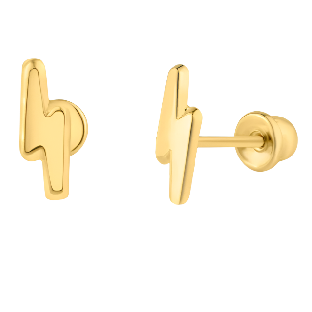 14kt Lightning Bolt Gold Stud Earrings
