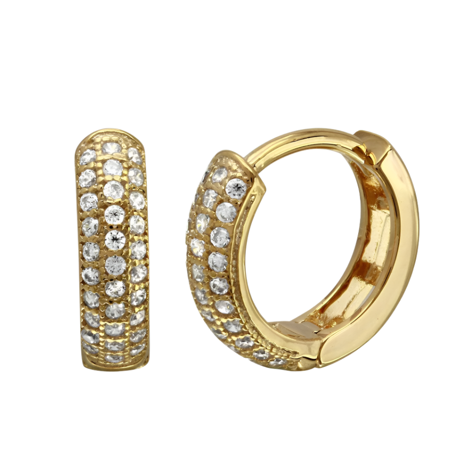 14kt Gold Plated Pave Huggie Earrings