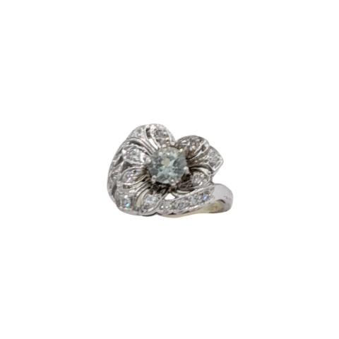 14kt Gold Diamond & Prasiolite Ring