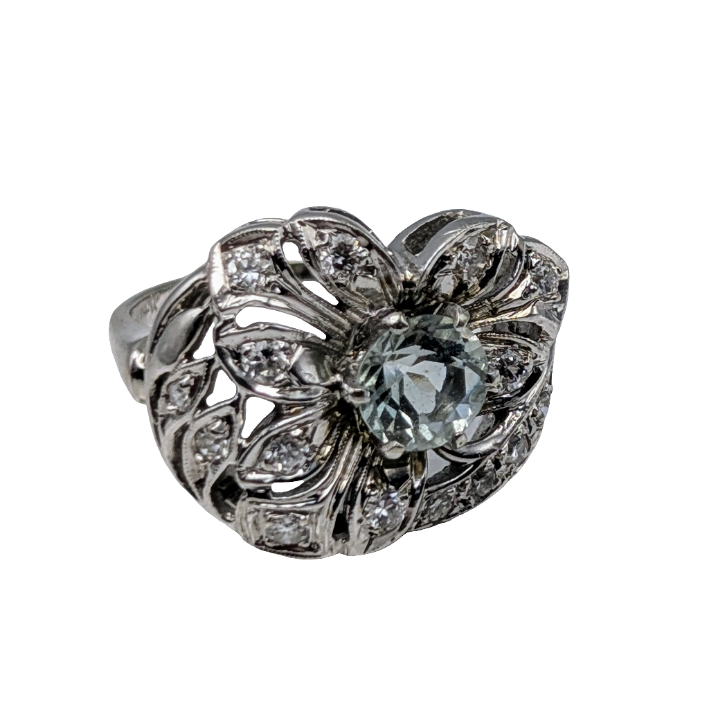 14kt Gold Diamond & Prasiolite Ring