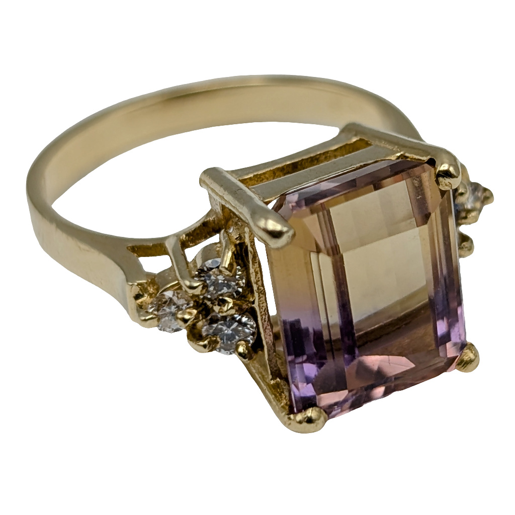 Purple & Amber Citrine Diamond Ring