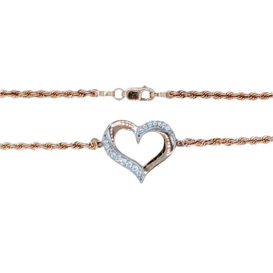 14kt Diamond Heart Bracelet